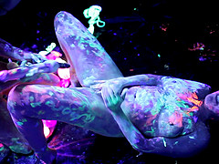 Lesbian black light and body paint orgy is a kink fest