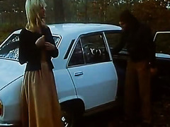 Old vintage porn outdoors with busty blonde strumpet
